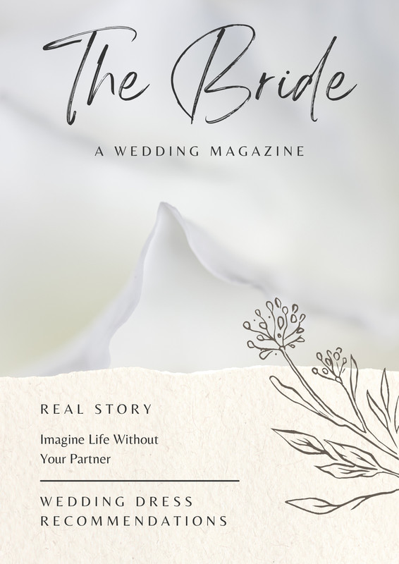 Modern Minimalist Creative Wedding Magazine Cover Canva template, white