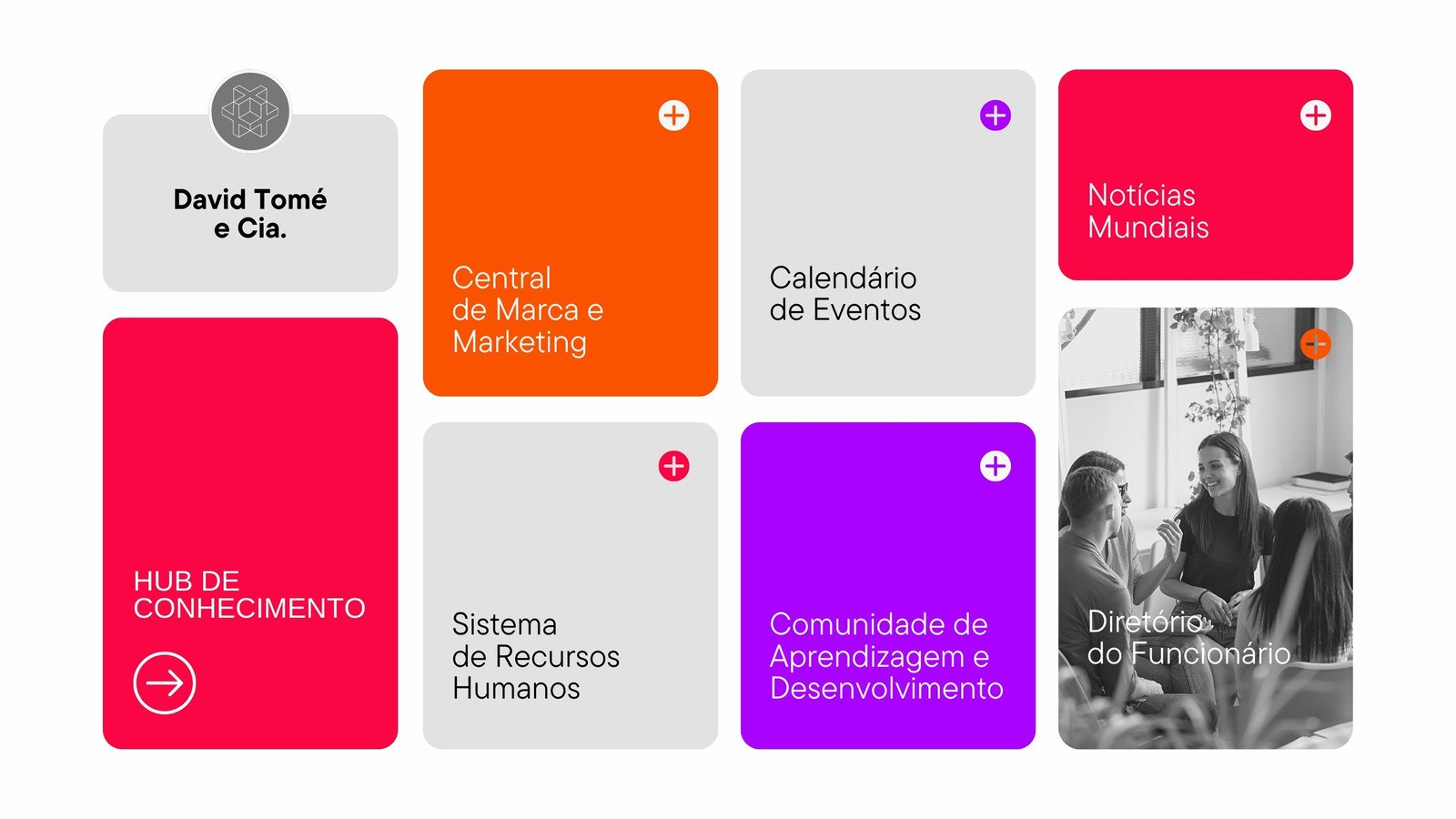 Site de Comunicação Interna Redondo e Amigável Vermelho Laranja Roxo