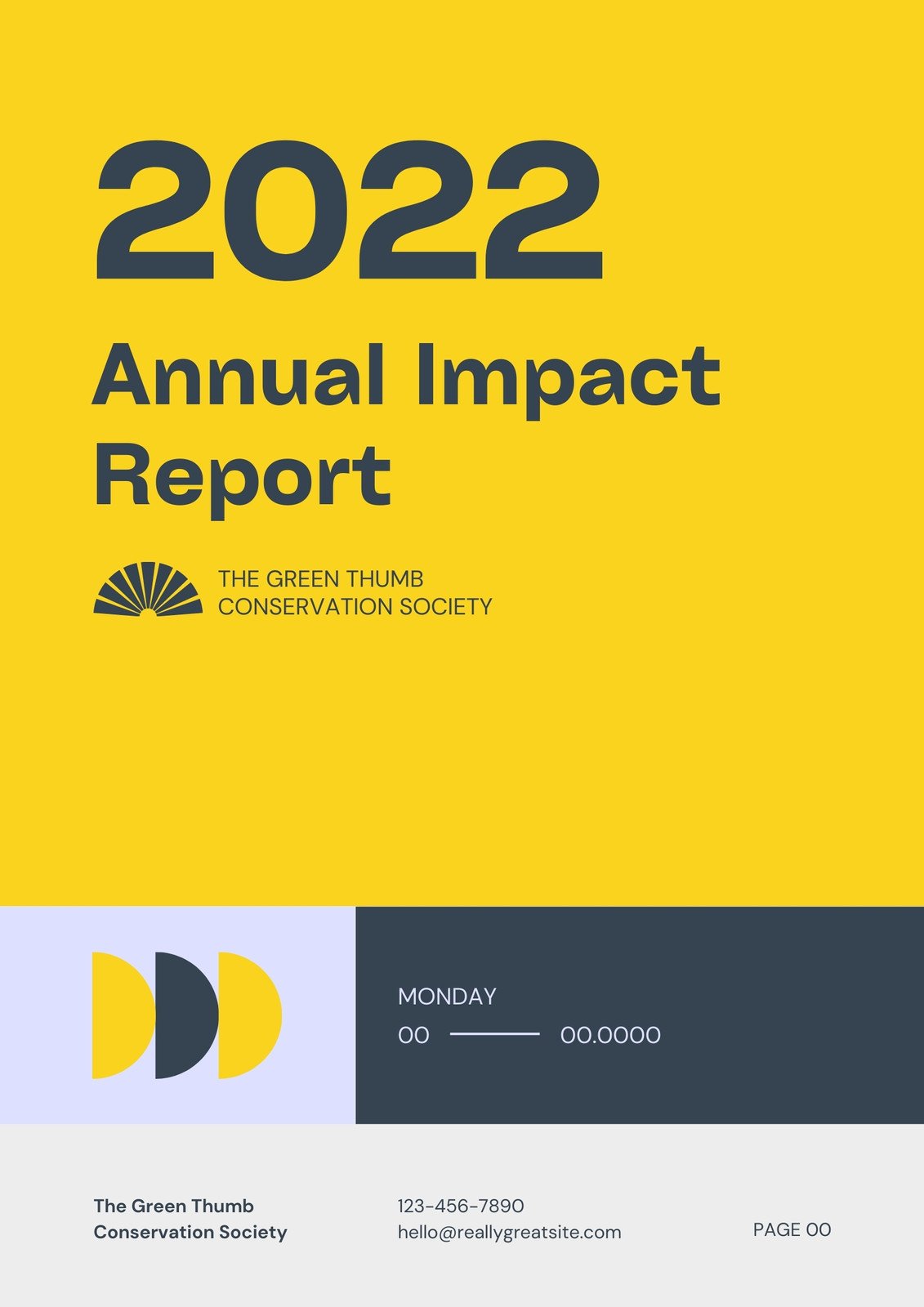 Environmental Impact Report  Charity Report in Yellow Grey Lilac Typographic Style