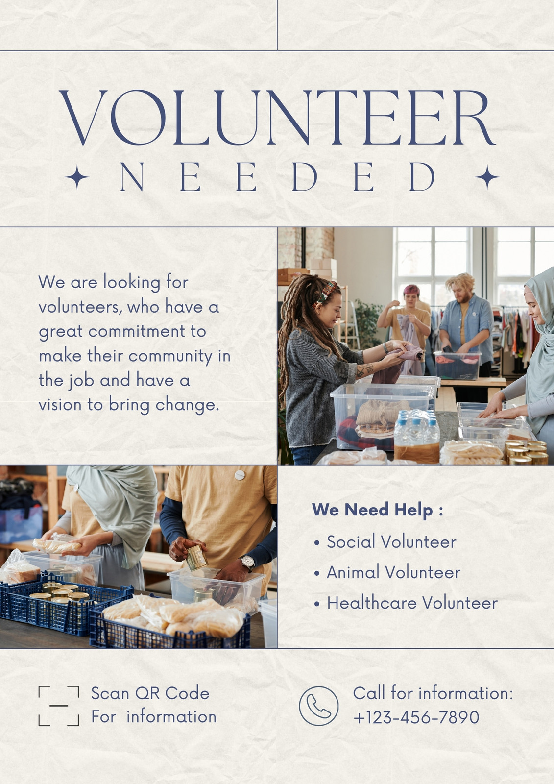 Beige Modern Volunteer Needed Flyer