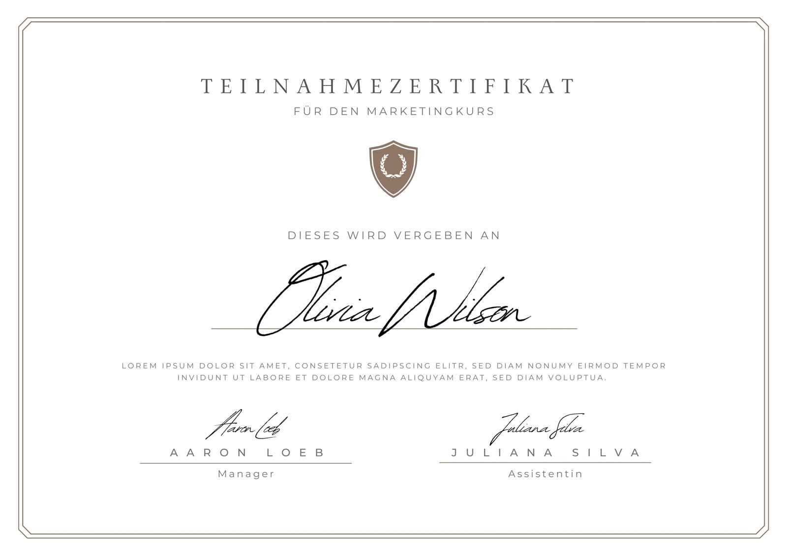 Braun Weiß Elegant Minimalist Marketing Urkunde Zertifikat Braun Weiß Elegant Minimalist Marketing Urkunde Zertifikat