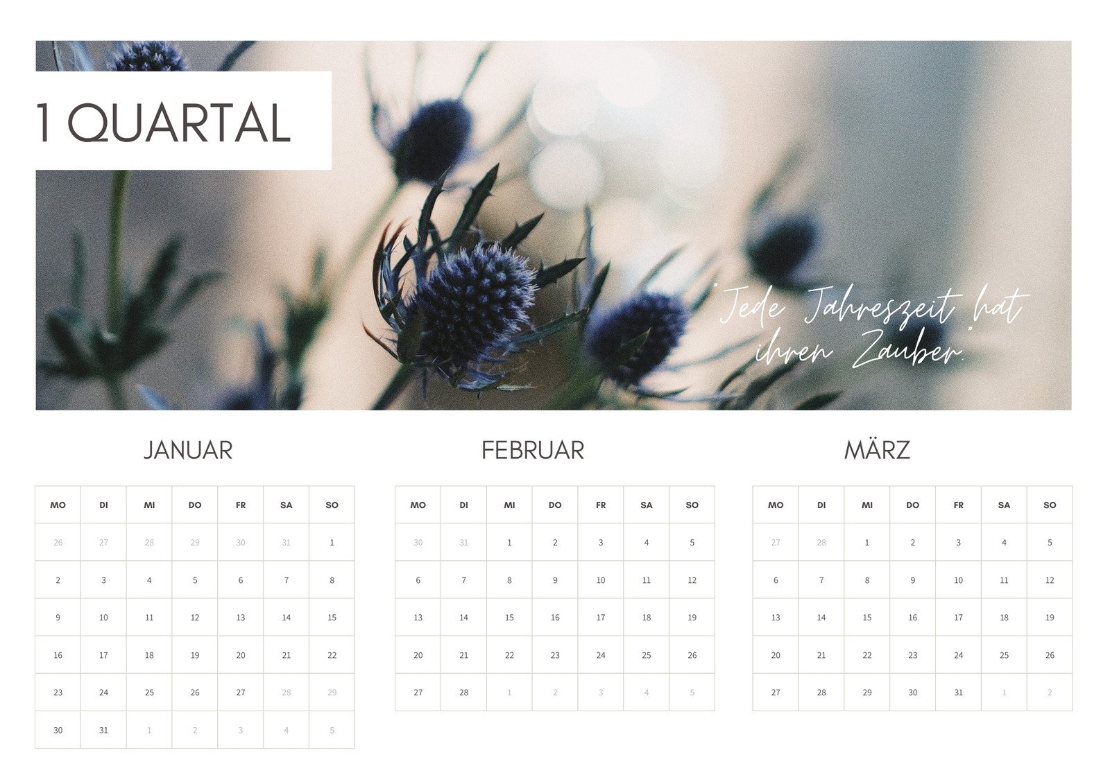 Weiß Grau Minimalistisch Klassisch 4 Quartal Jahr 2023 Wandkalender 