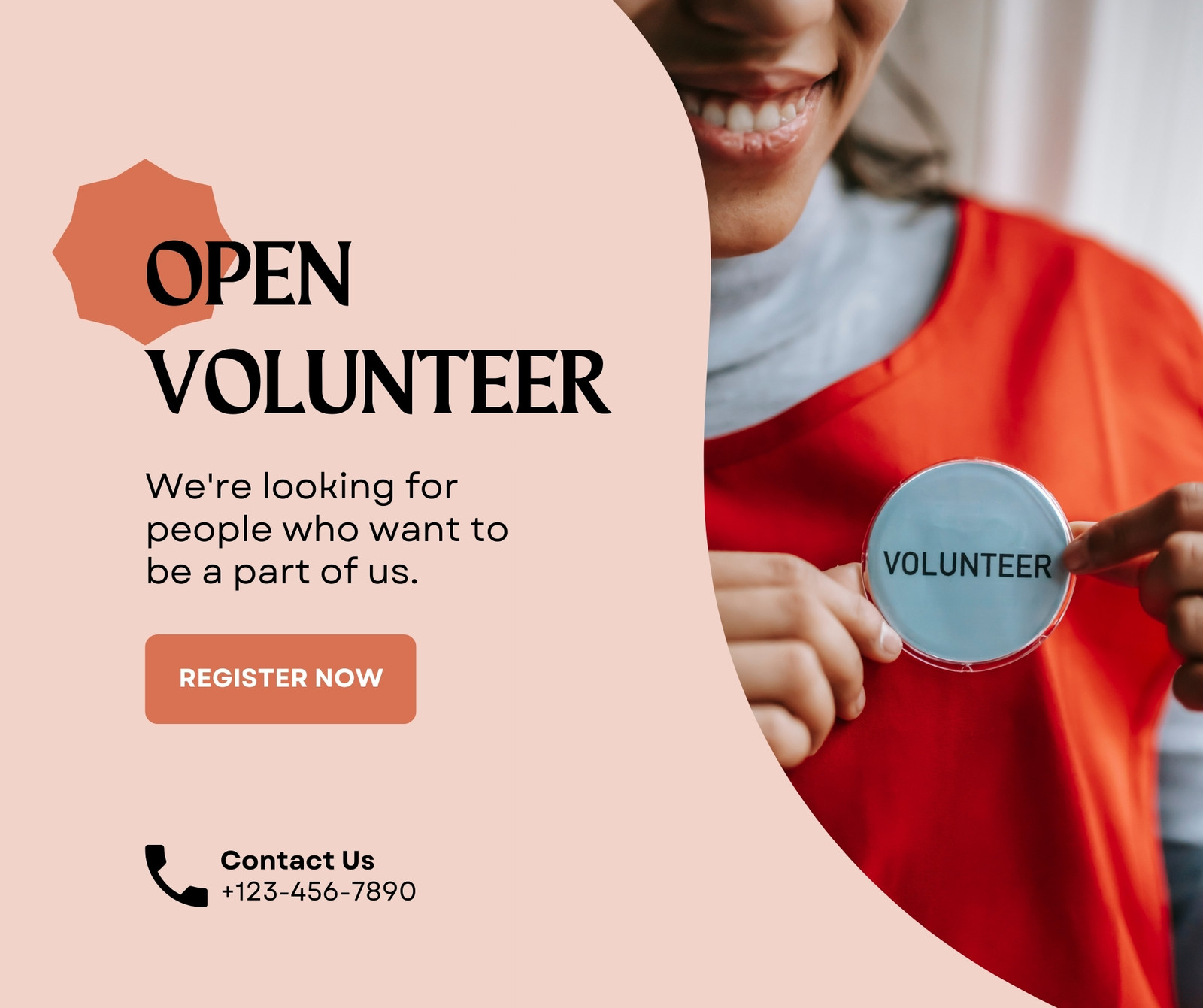 Pink Simple Open Volunteer Facebook Post