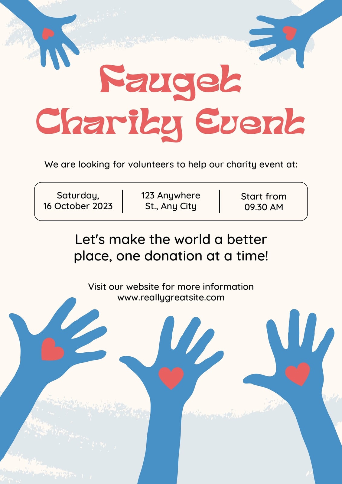 Blue Red Modern Illustration Charity Event Flyer