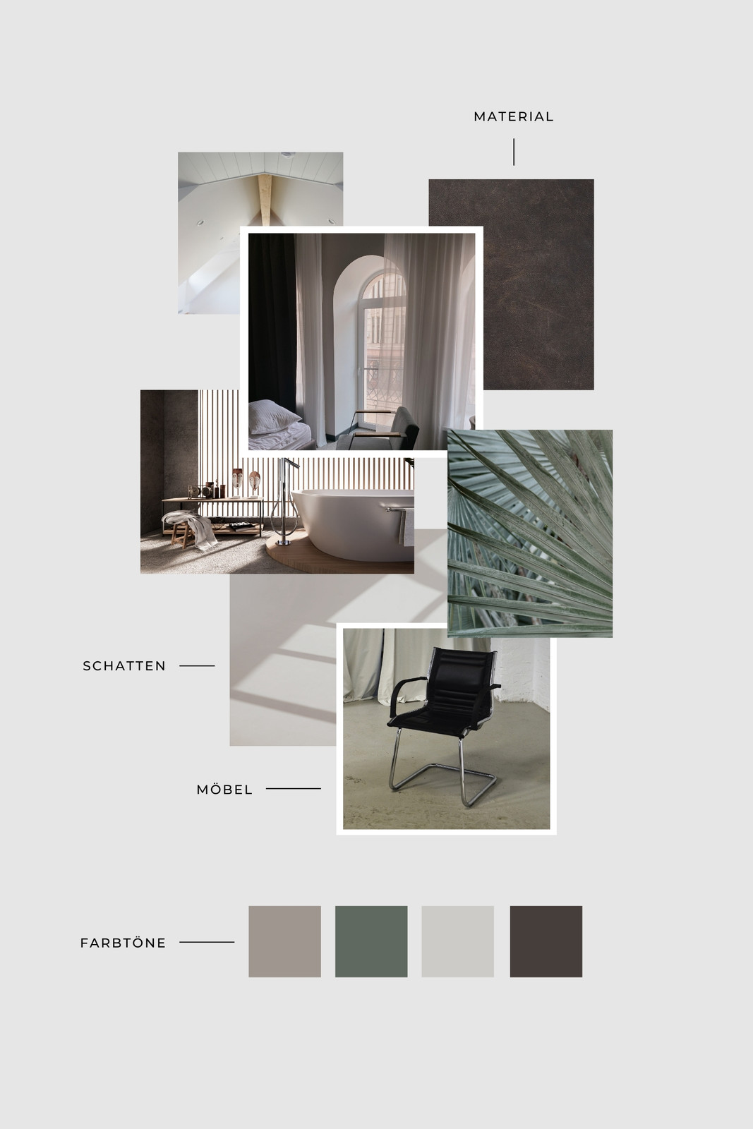 Creme Erdtöne  Minimalist Modern Interior Moodboard Fotocollage