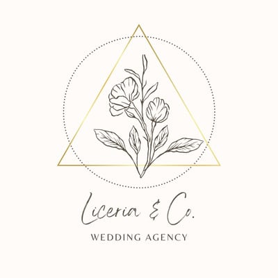 Elegant Simple Aesthetic Wedding Logo Canva template, beige, ivory and gold