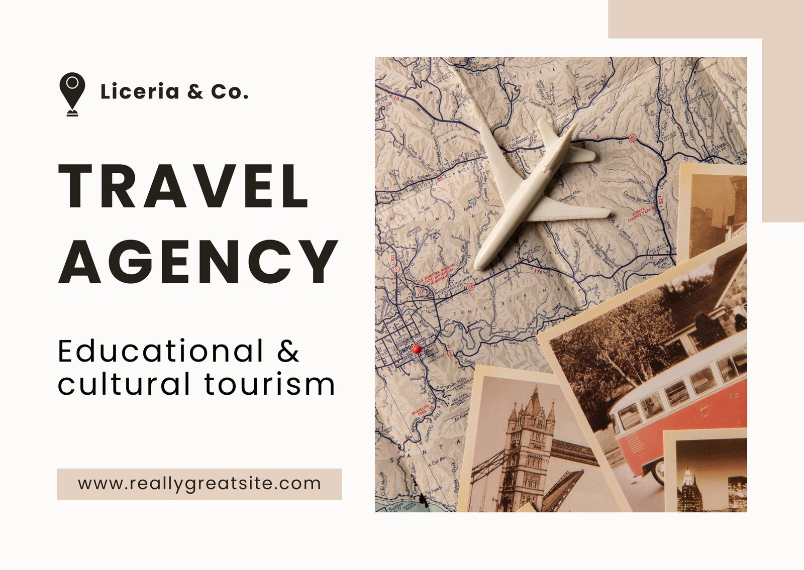 Cream and White Modern Travel Agency Postcard