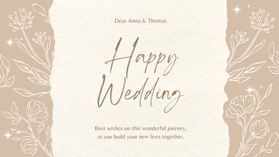 Elegant Animated Floral Greeting Wedding Video Message Canva template, beige