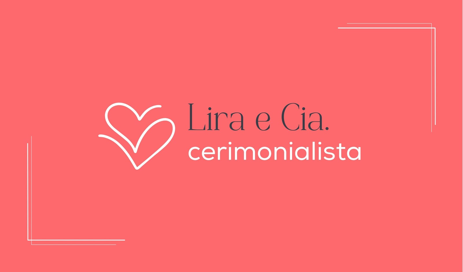 Cartão de Visita Cerimonialista Orgânico Coral e Branco