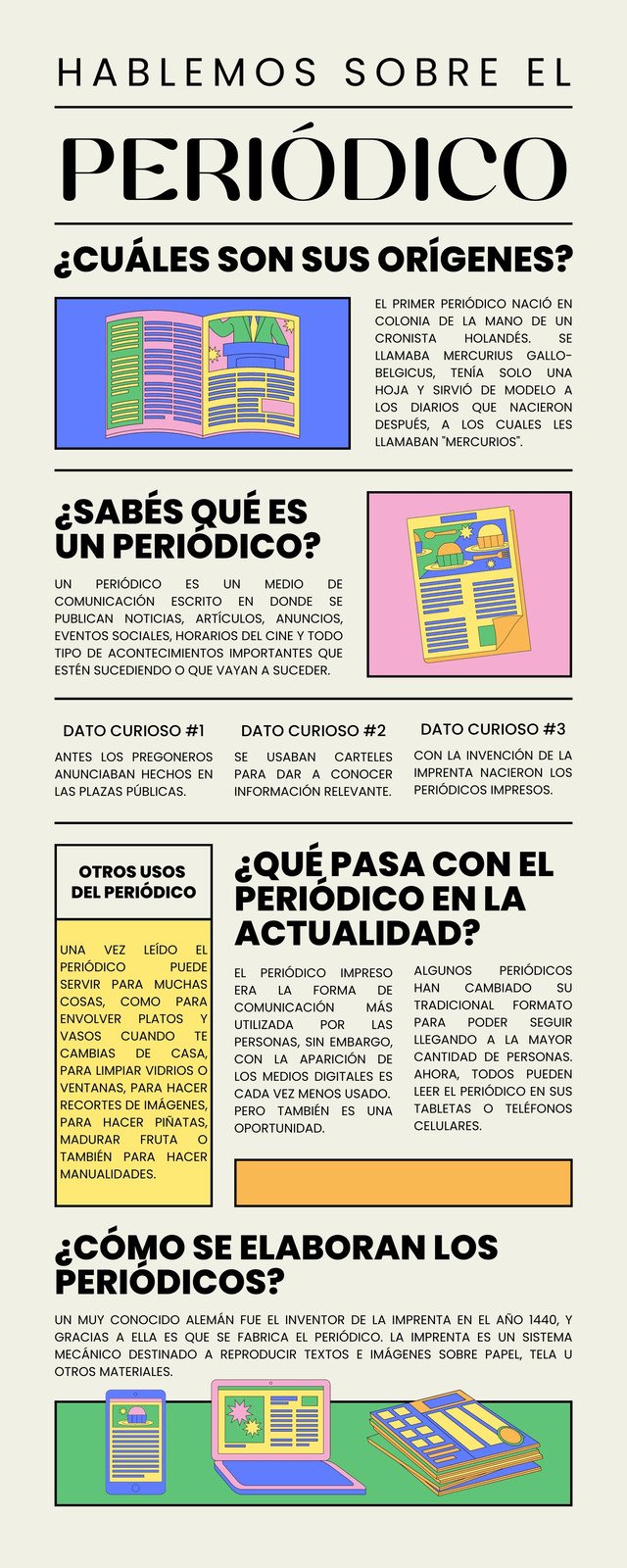 Infografía de periódico moderno ordenado colorido