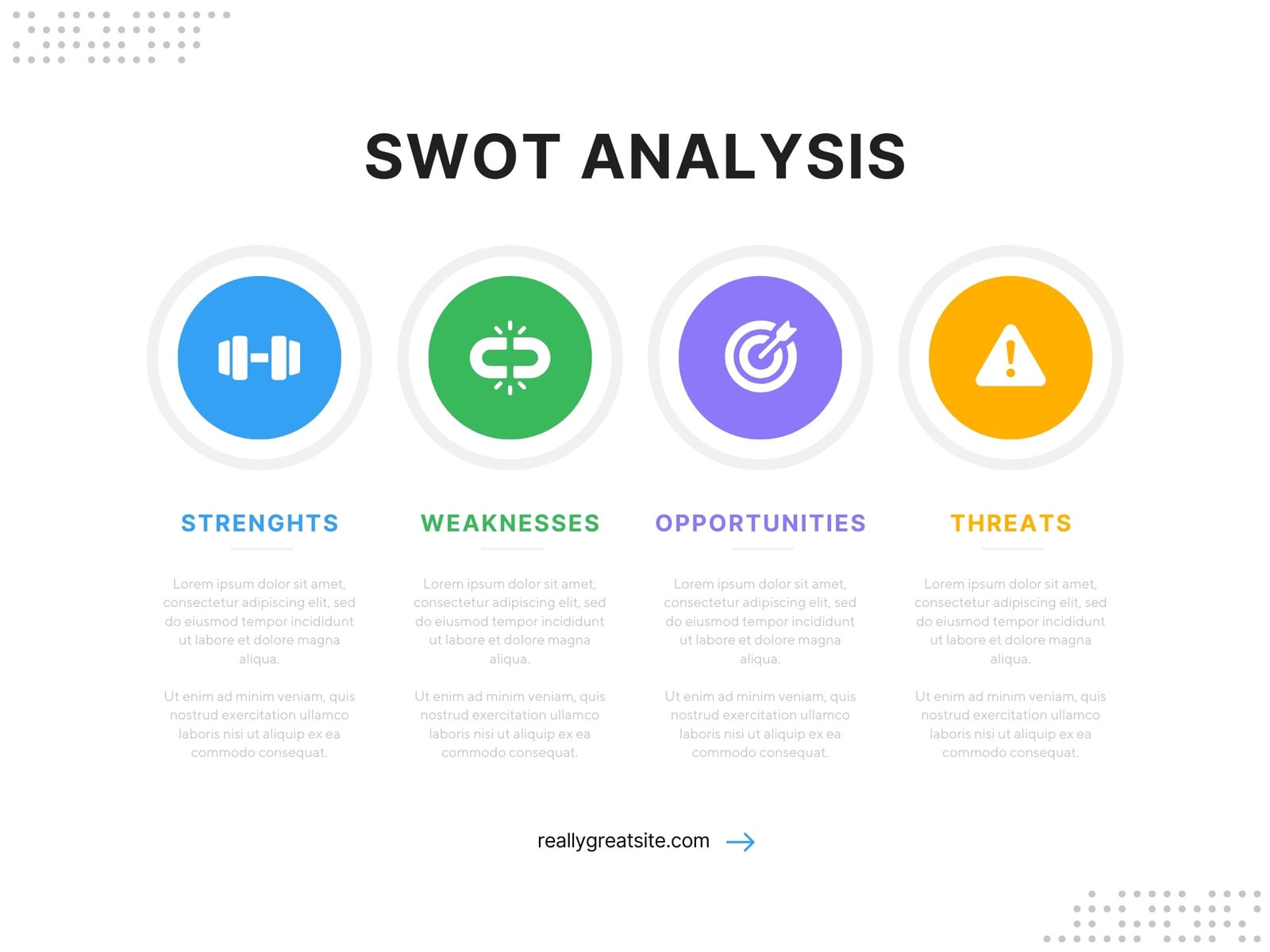 Simple Modern White Colorful Business SWOT Analysis Graph