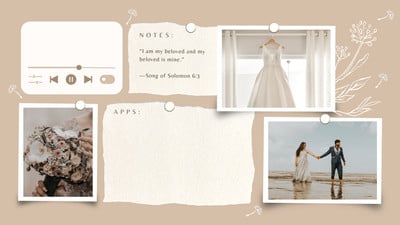 Modern Aesthetic Love Wedding Organizer Desktop Wallpaper Canva template, beige
