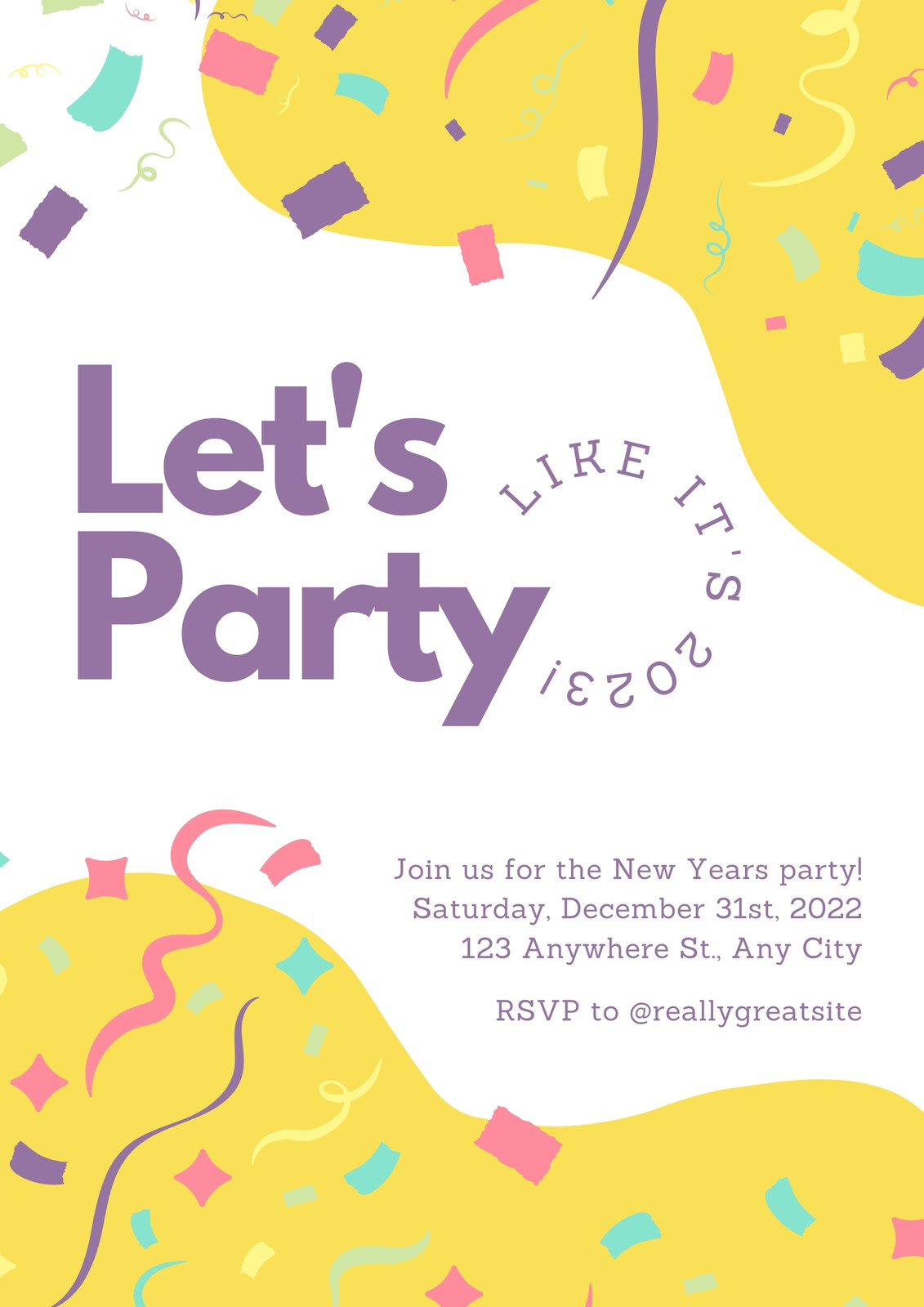 Bright Yellow and Purple Party Flyer