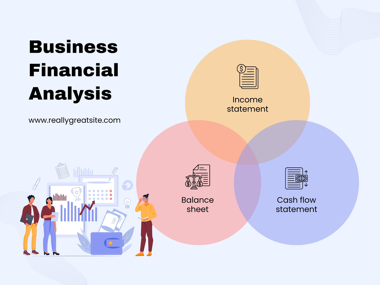Blue Illustrative Business Financial Analysis Venn Diagram