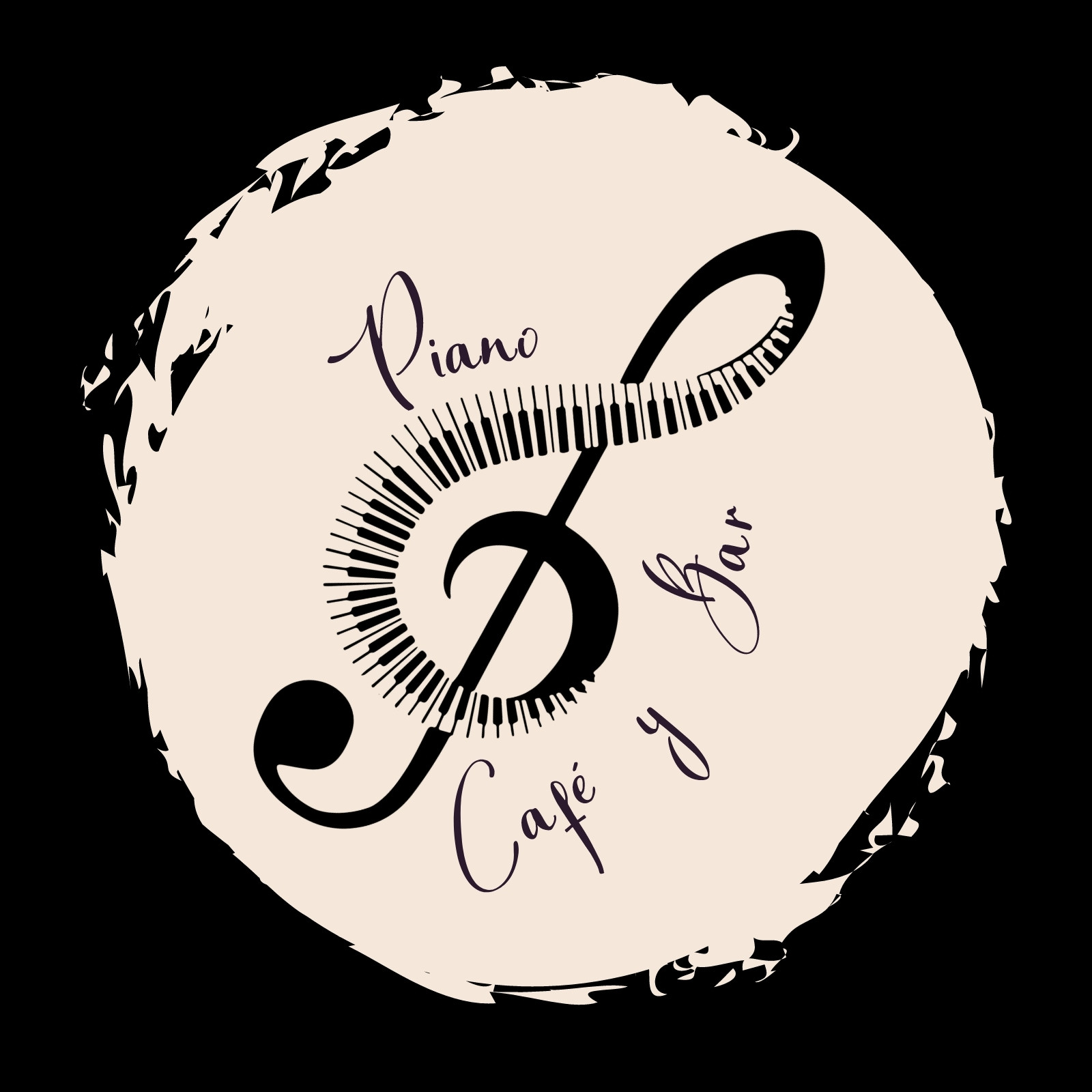 Logo música elegante beige negro