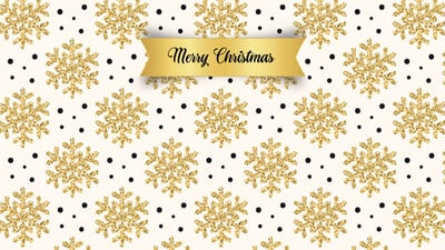 Festive Minimalist Merry Christmas Zoom Virtual Background Canva template, gold