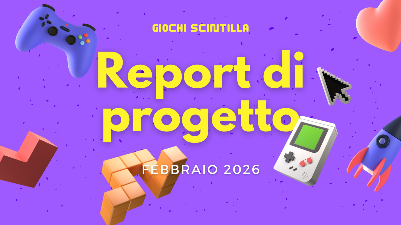 Video per Startup Report Progetto in Stile illustrativo 3D Violetto Giallo Blu