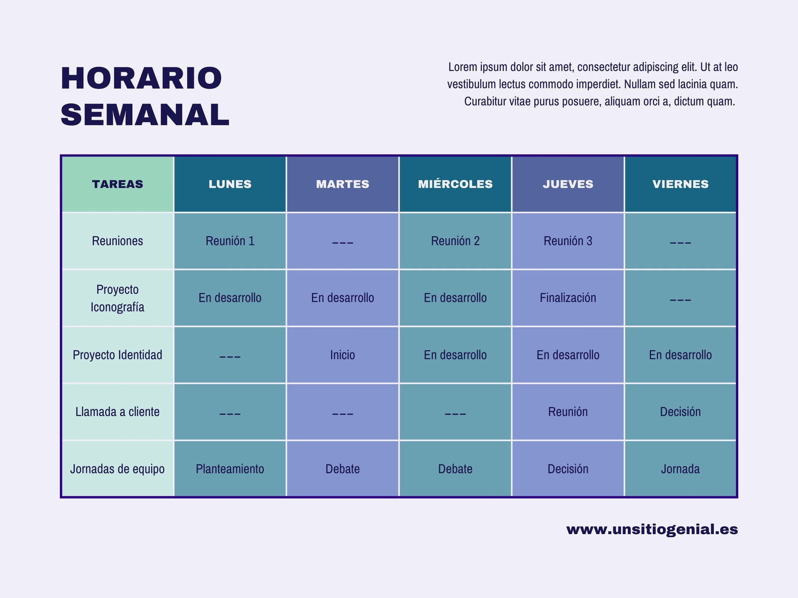 Gráfico Cuadro Comparativo Horario Empresa Profesional Azul y Turquesa