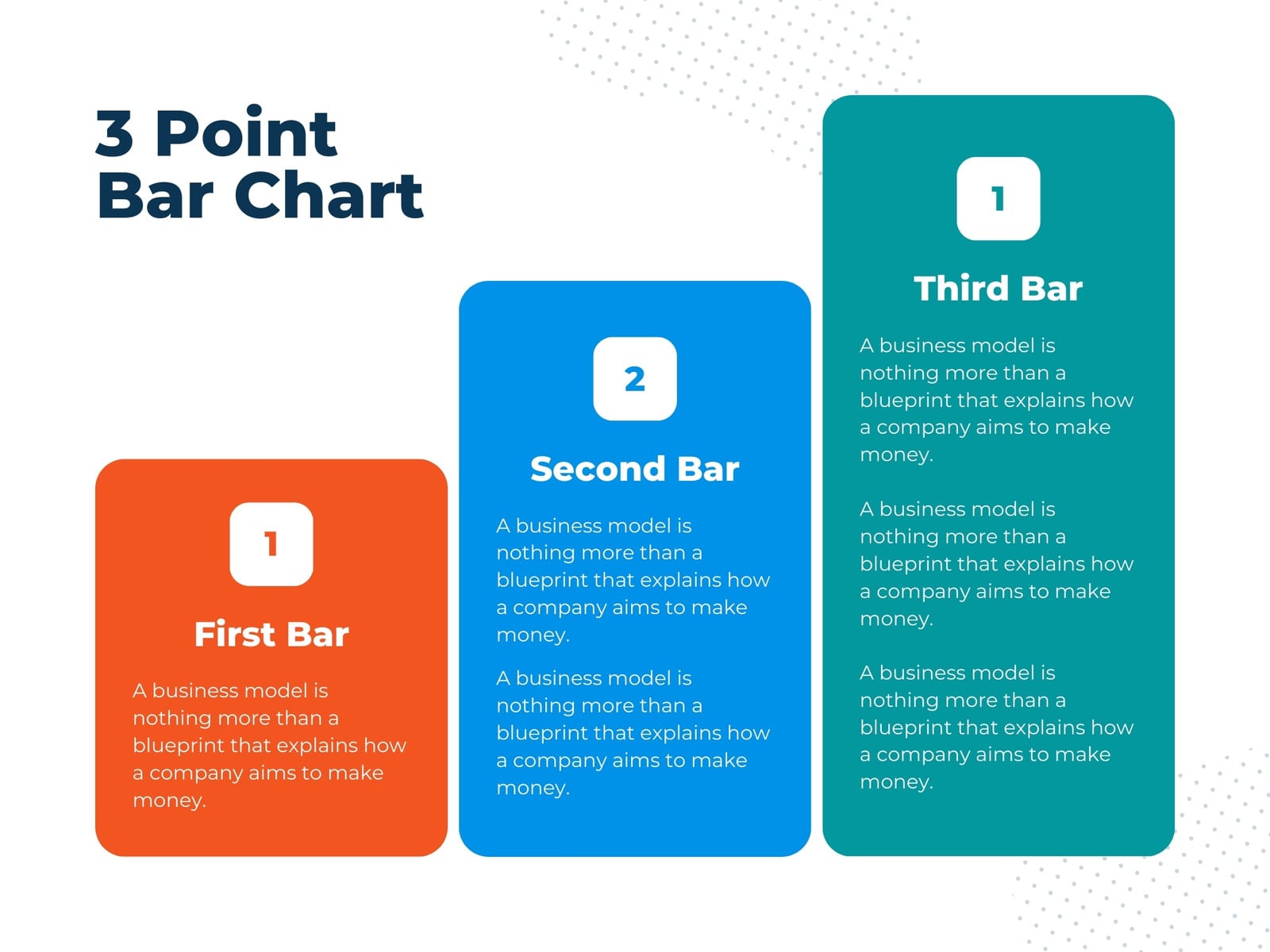 White Modern Three Point Bar Chart Graph