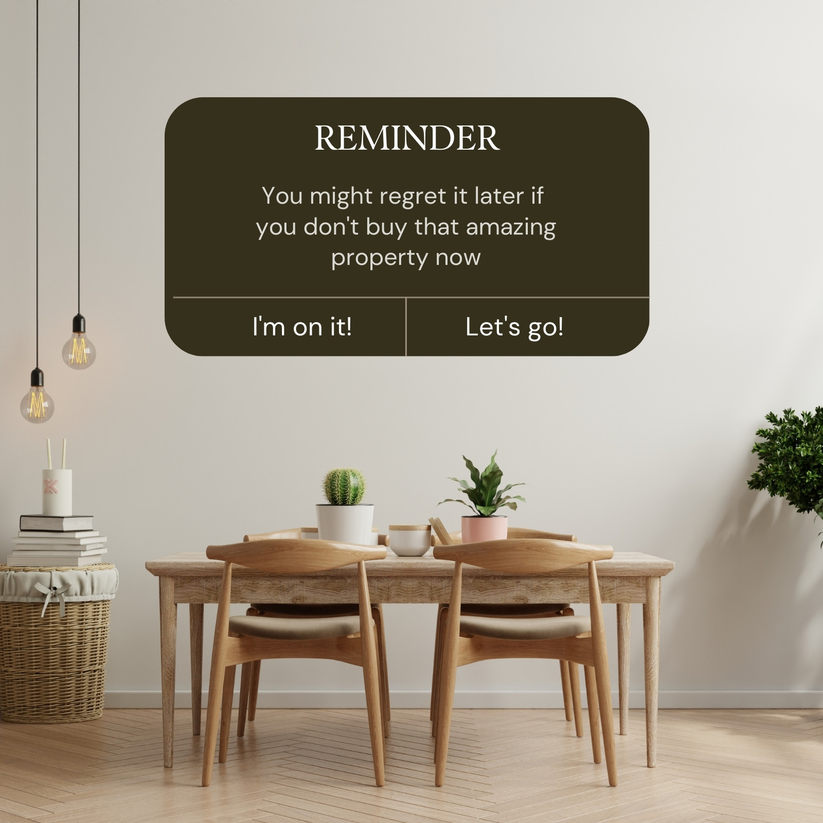 Brown And Beige Modern House Interior Real Estate Reminder Social Graphic