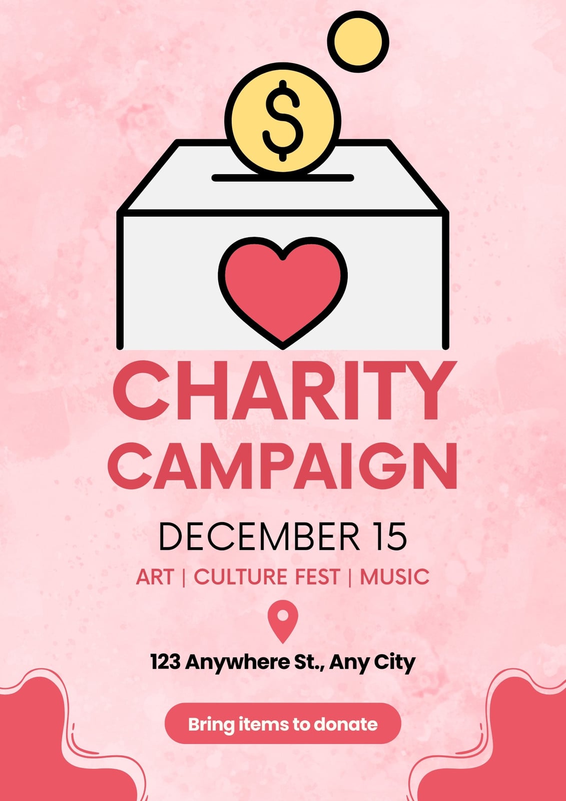 Pink and White Illustrated Charity Campaign Flyer