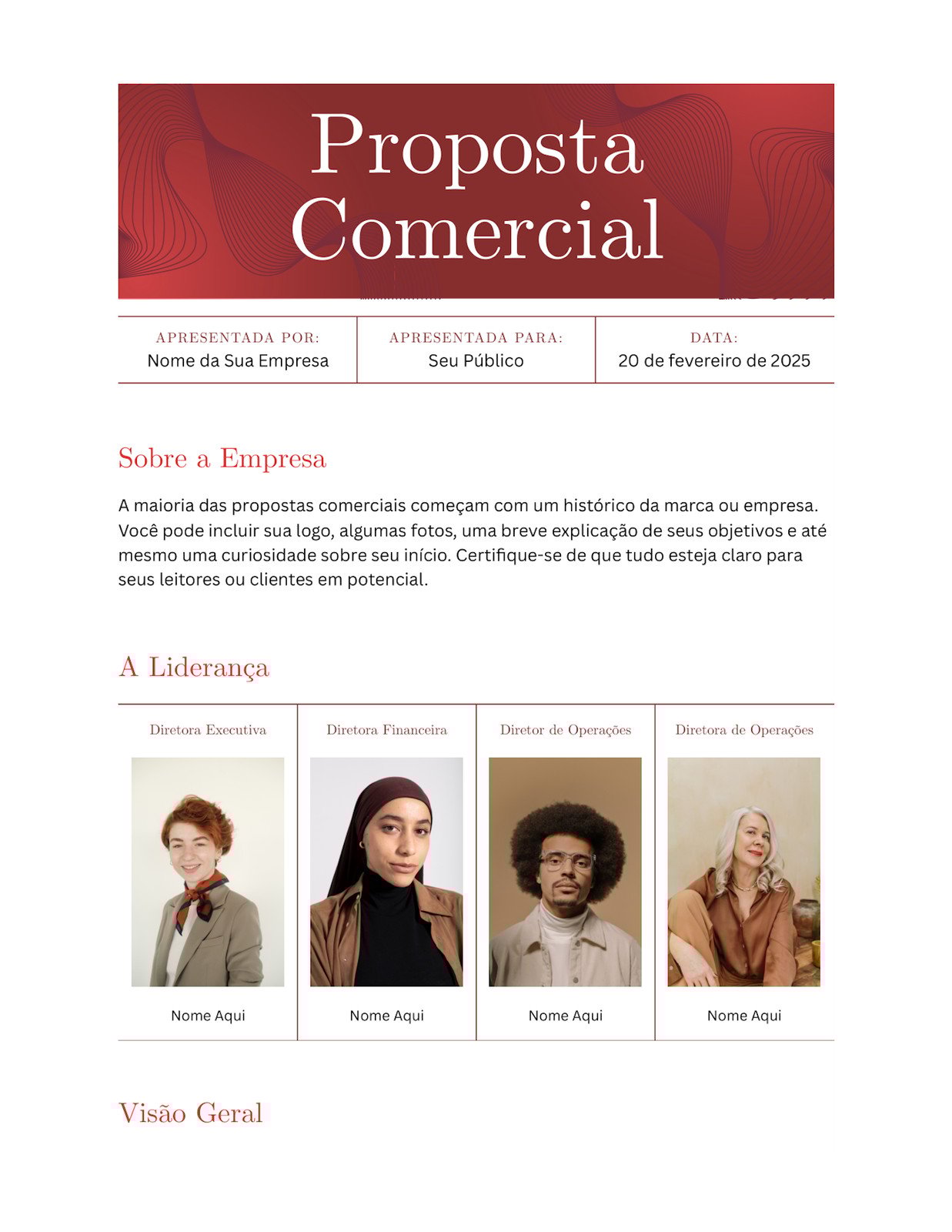 Doc de Proposta Comercial Estilo Profissional Clássico Bordô Cáqui