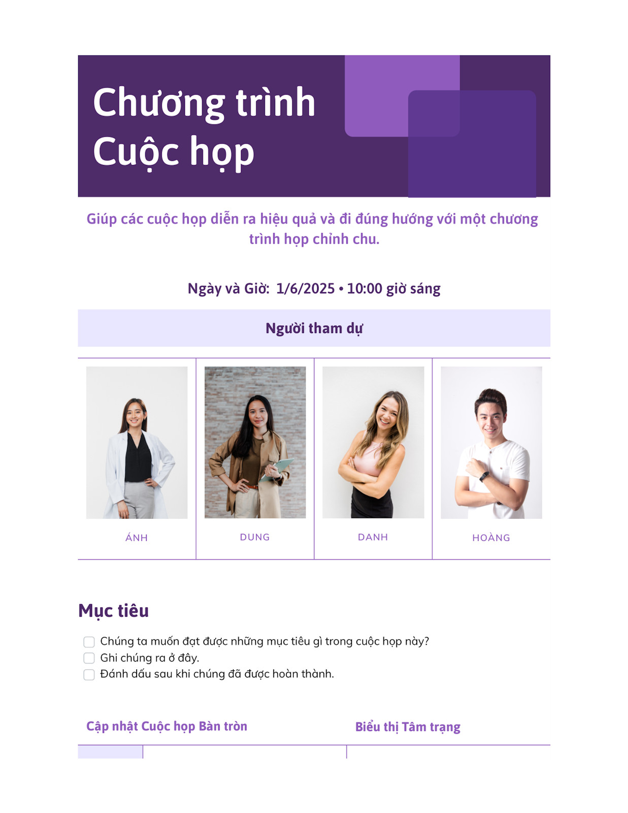 Tài liệu Chương trình Cuộc họp Màu Tím Trắng Phong cách Chuyên nghiệp Cổ điển Tài liệu Chương trình Cuộc họp Màu Tím Trắng Phong cách Chuyên nghiệp Cổ điển