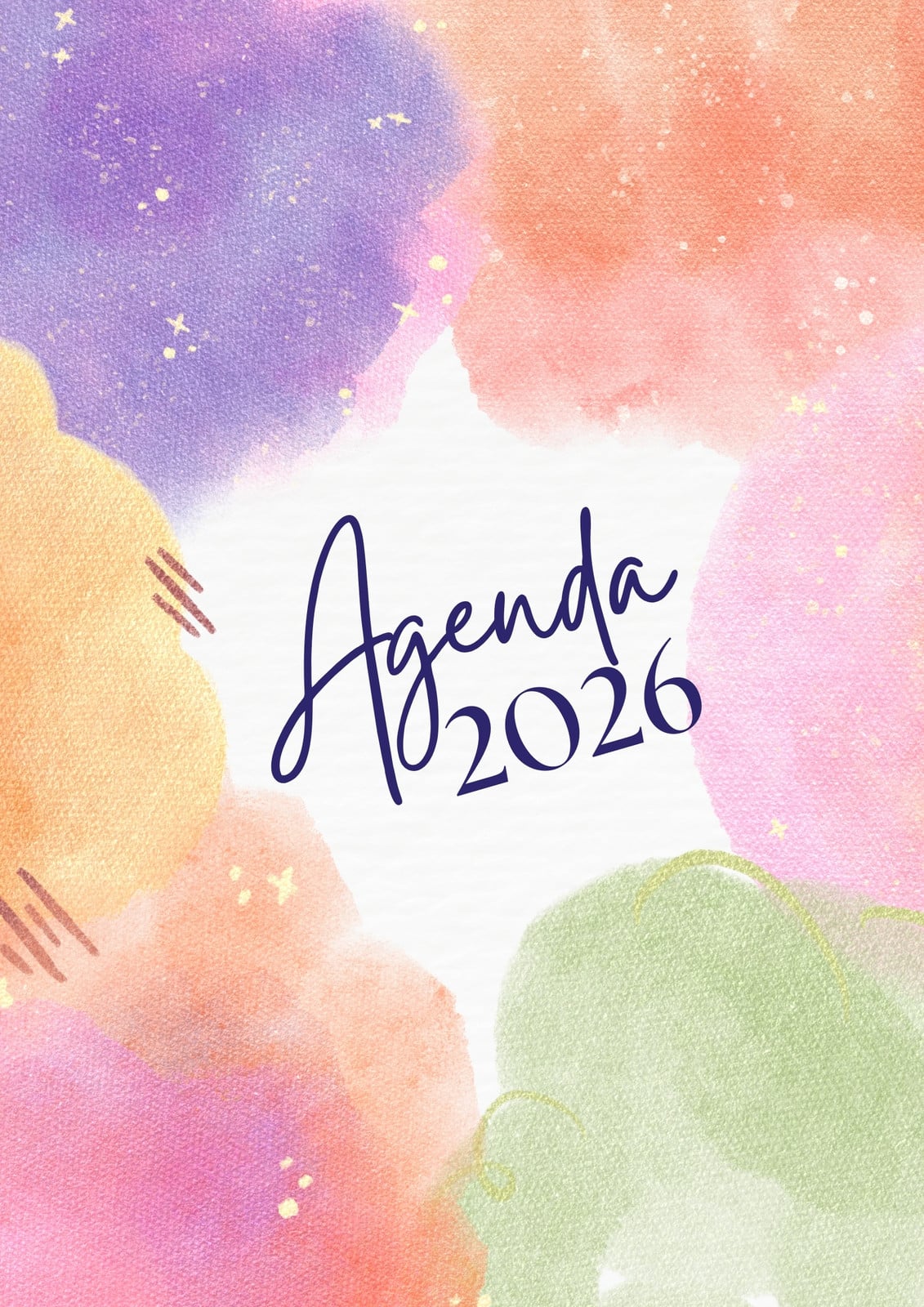 Documento A4 Capa para Agenda 2026 Aquarelado Colorido