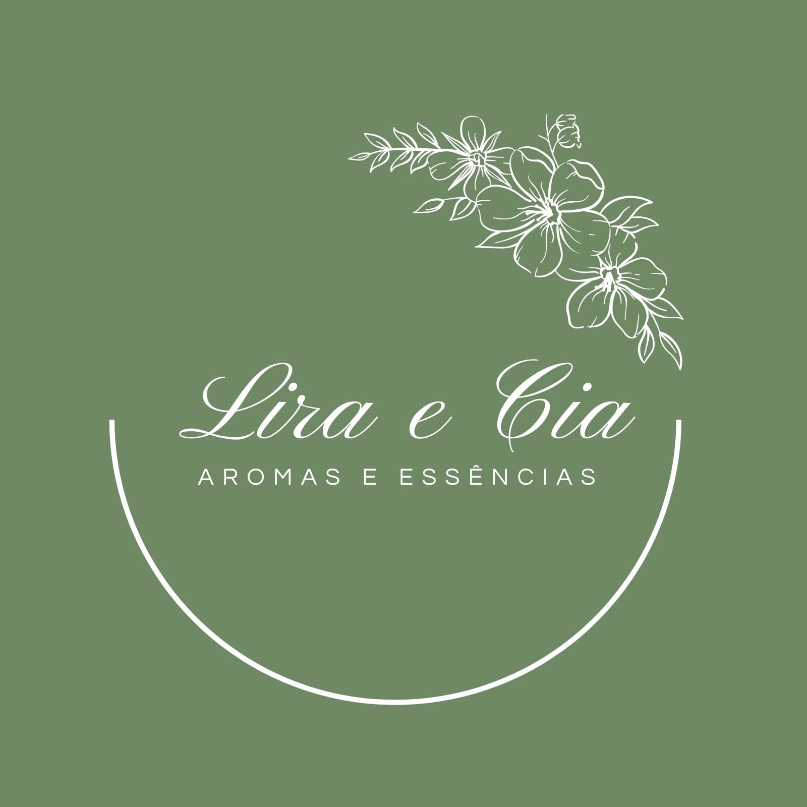 Logotipo de loja de aromas e essências minimalista floral verde e branco