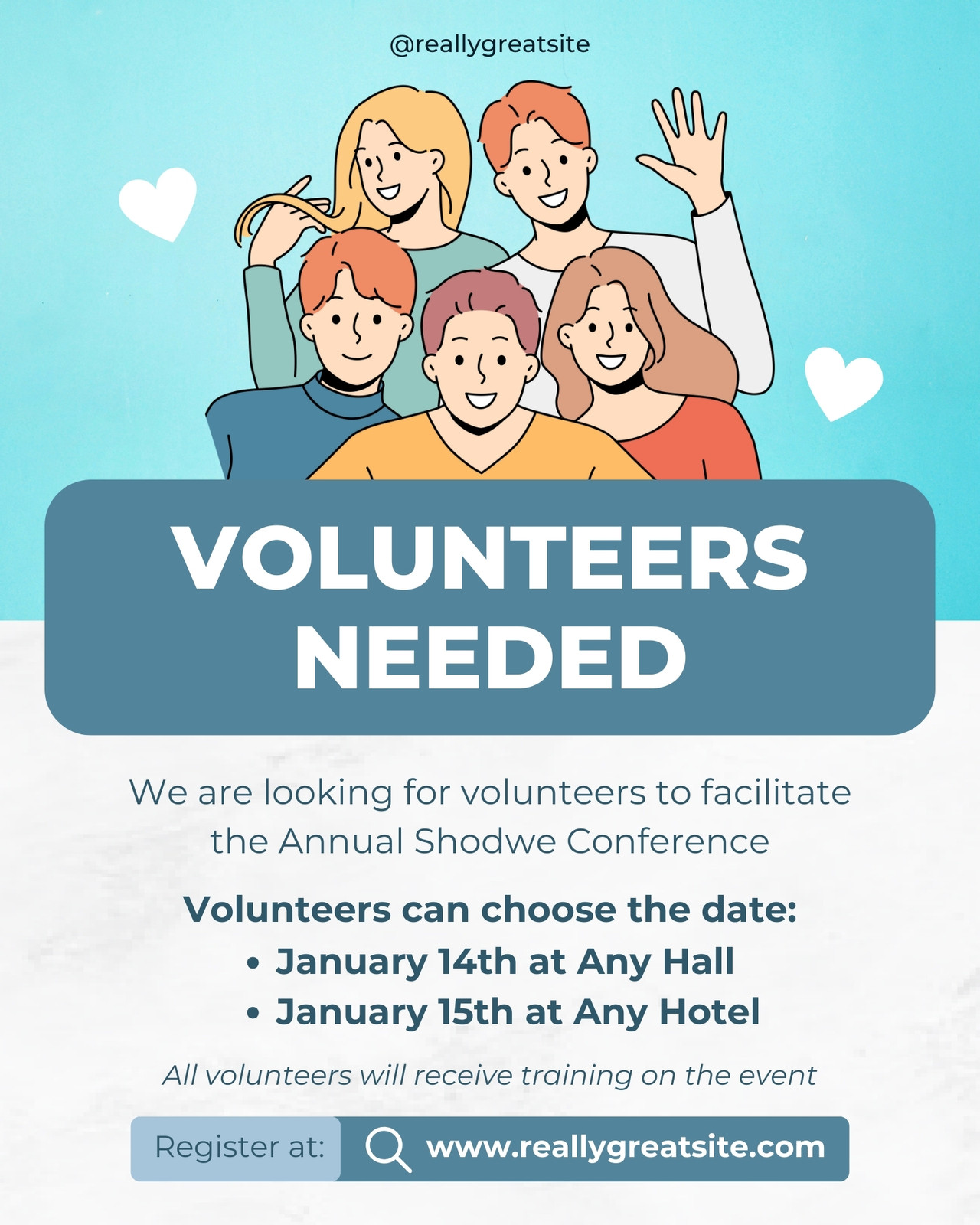 Blue Illustration Conference Volunteer Nedeed Instagram Post