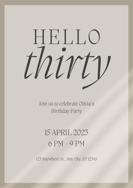 Page 2 - Free and custom 30th birthday invitation templates | Canva