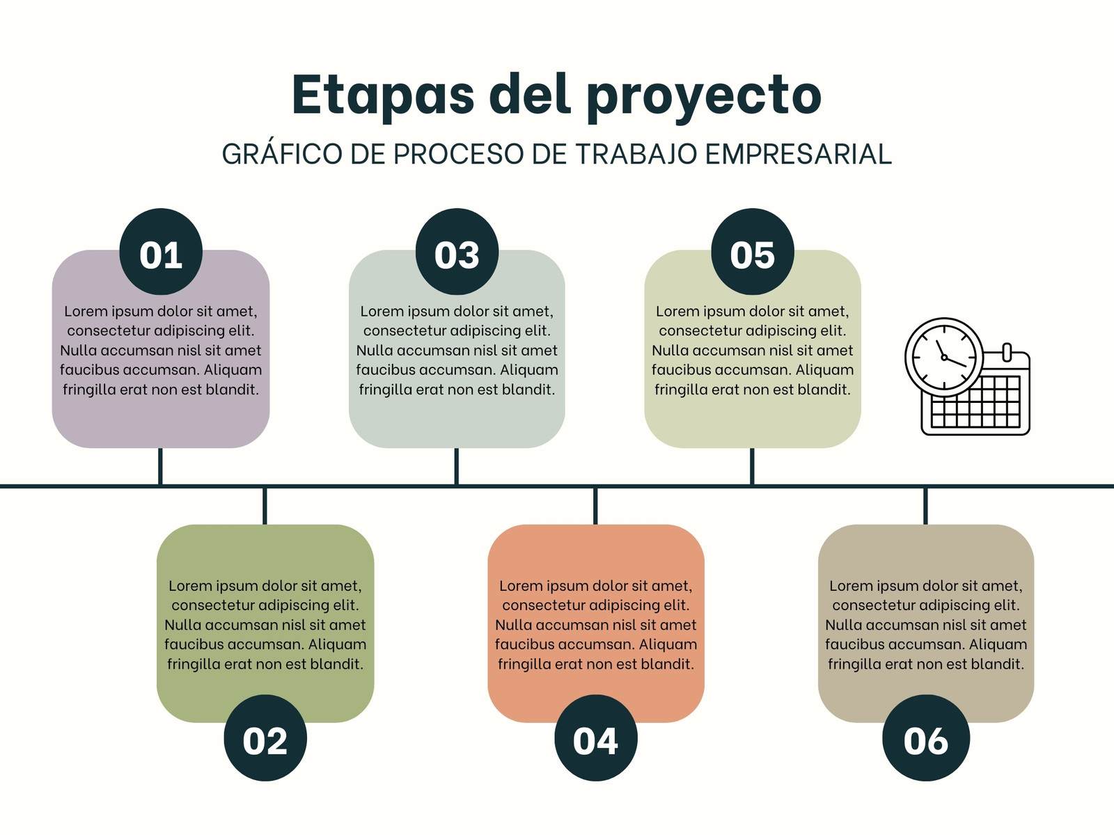 Gráfico Infografía Seis Etapas Proyecto Empresarial Profesional Colores Pastel