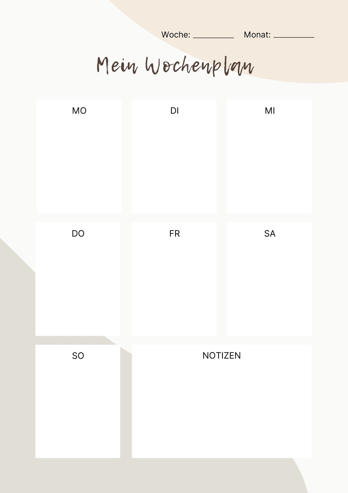 Neutral Beige Einfach Modern Wochenplan Neutral Beige Einfach Modern Wochenplan