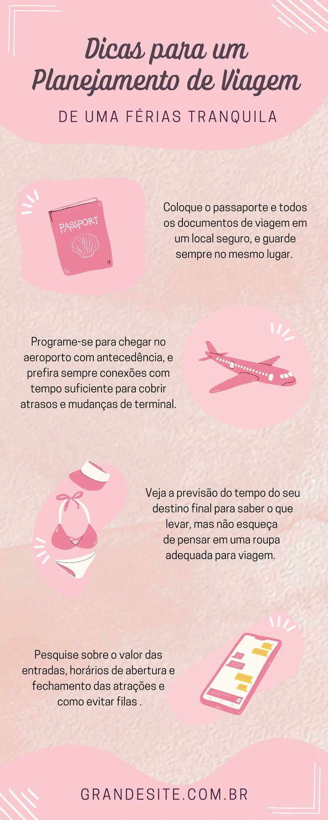 Infográfico Planejamento de Viagem Rosa
