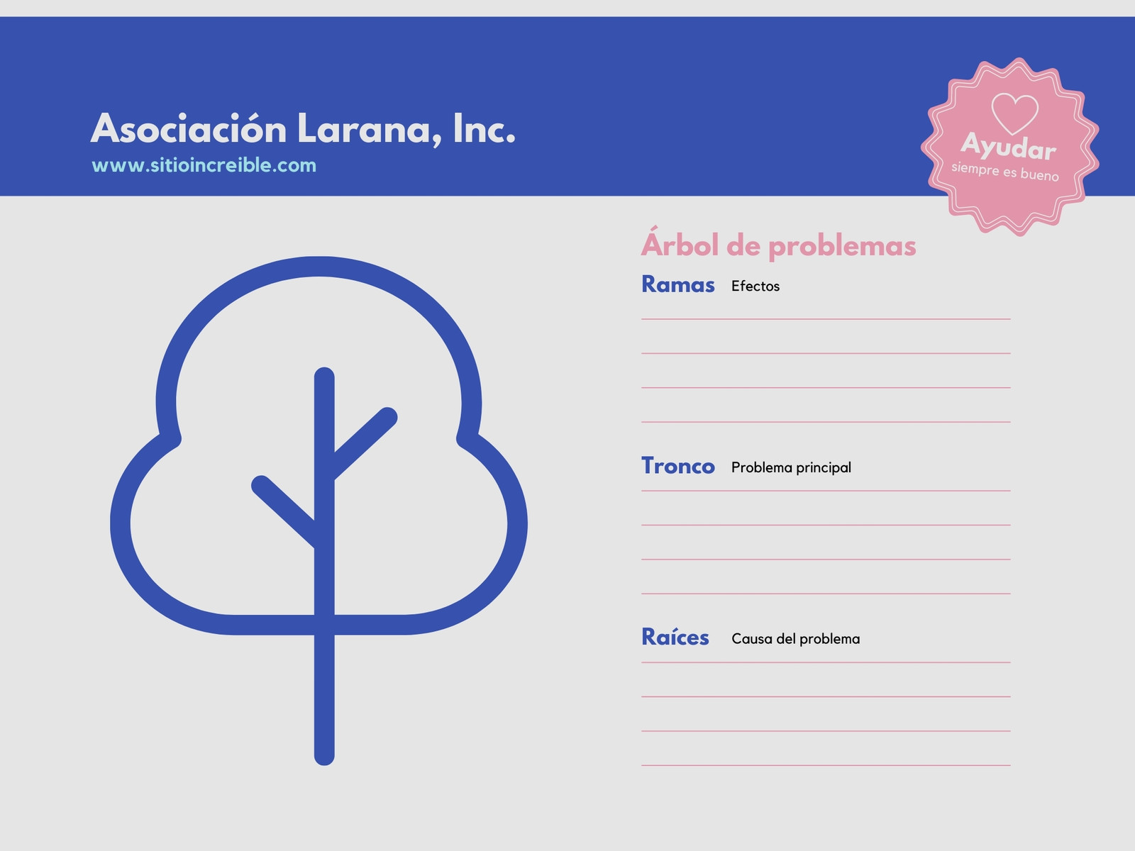 Gráfica Árbol de Problemas moderno azul y rosa