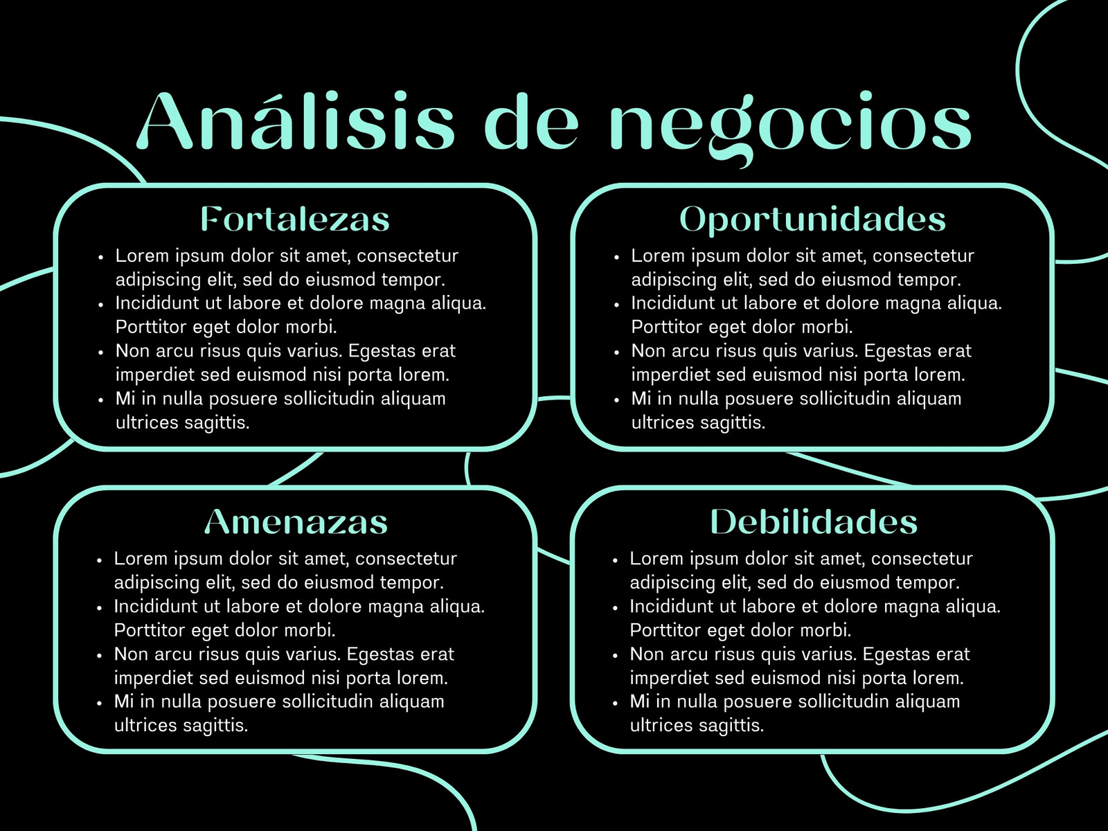 Grafico análisis de negocios FODA  moderno azul