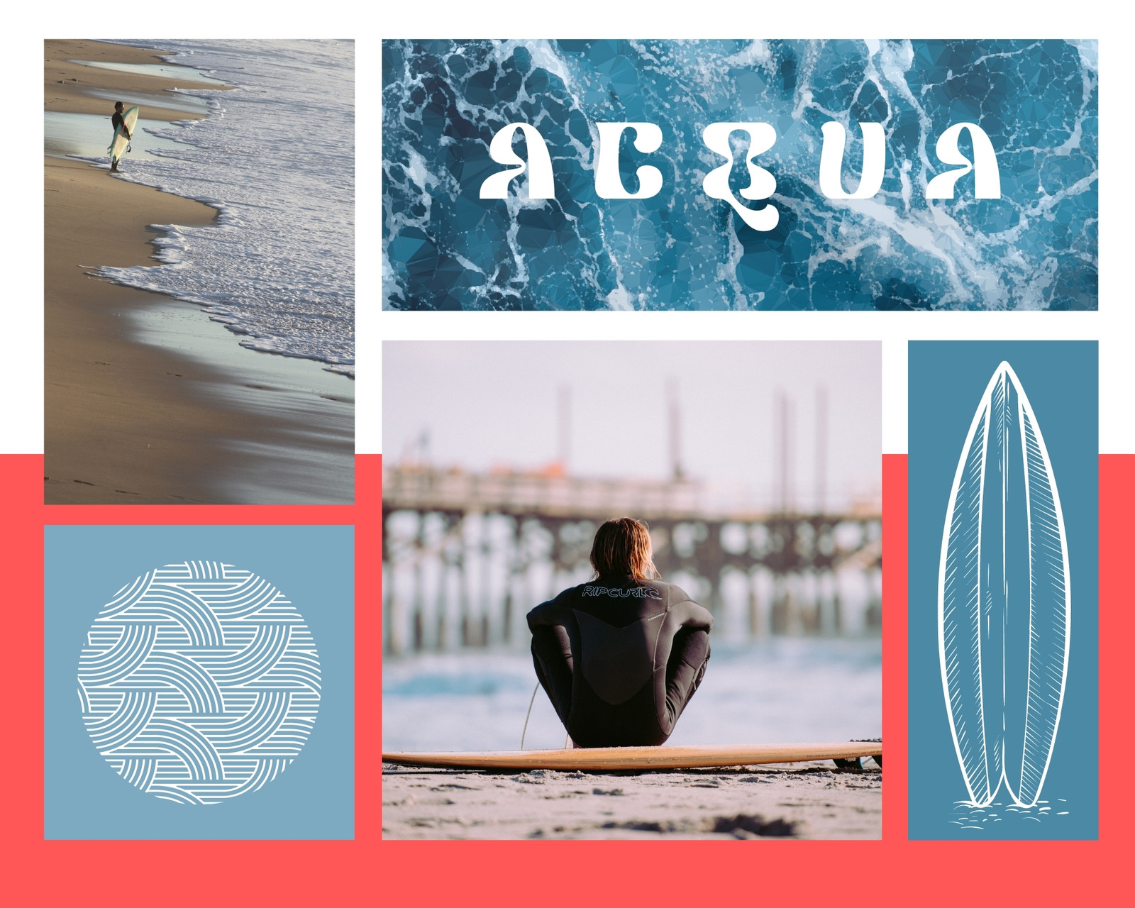 Arancione Celeste Collage Foto Acqua Surf Ispirazione Mood Board Arancione Celeste Collage Foto Acqua Surf Ispirazione Mood Board