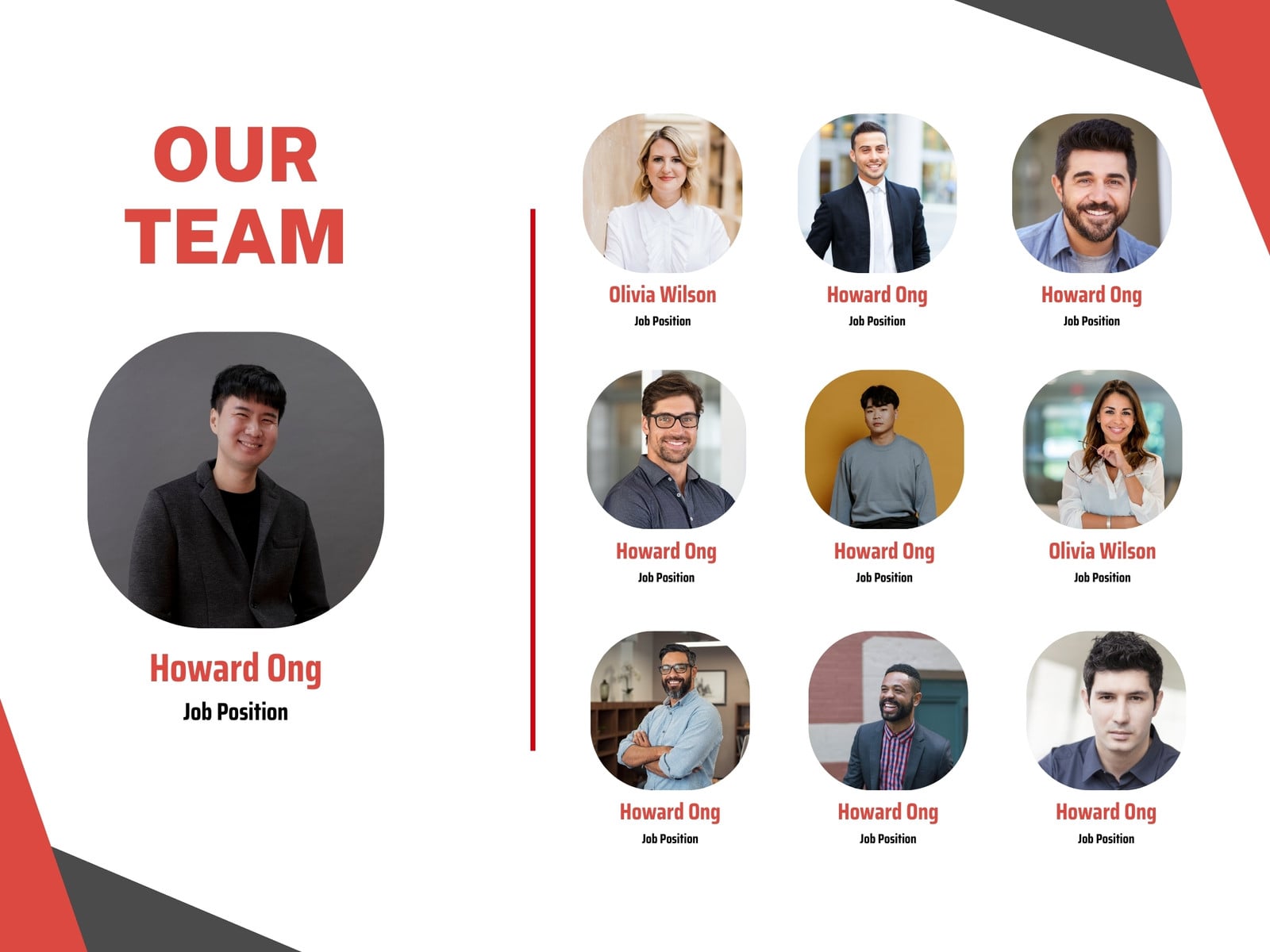 Red Clean Professional Team Organization Graph