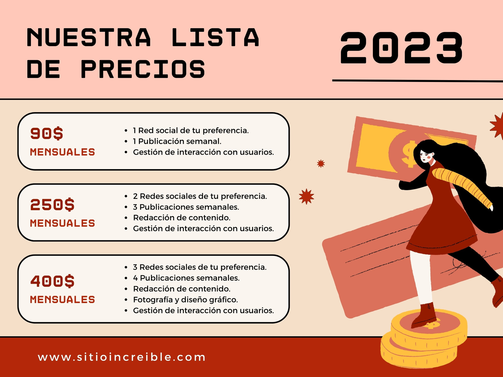 Gráfico de Lista de Precios Ilustrado Rojo y Rosa