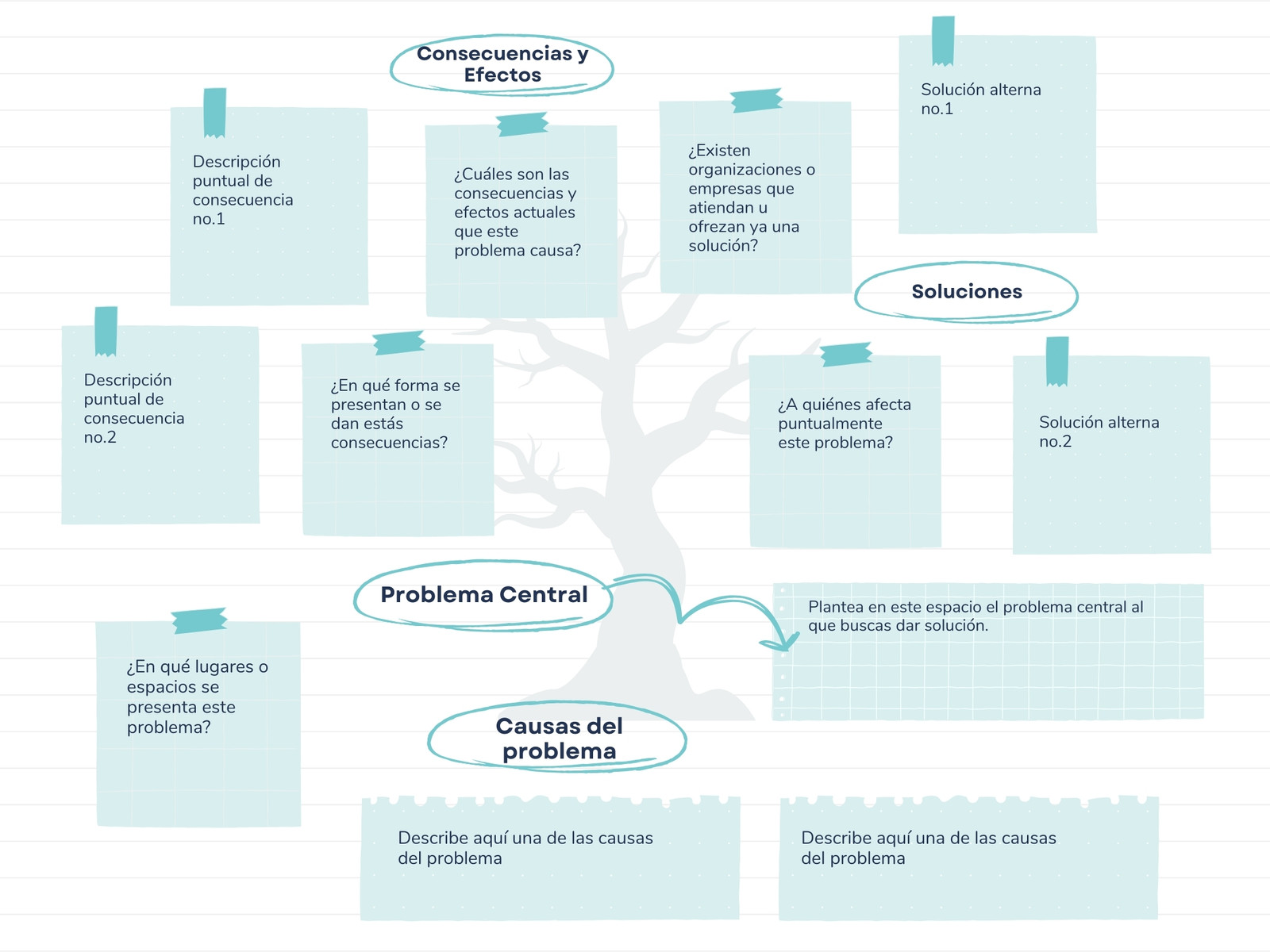 Gráfica Árbol de Problemas Dinámico Azul