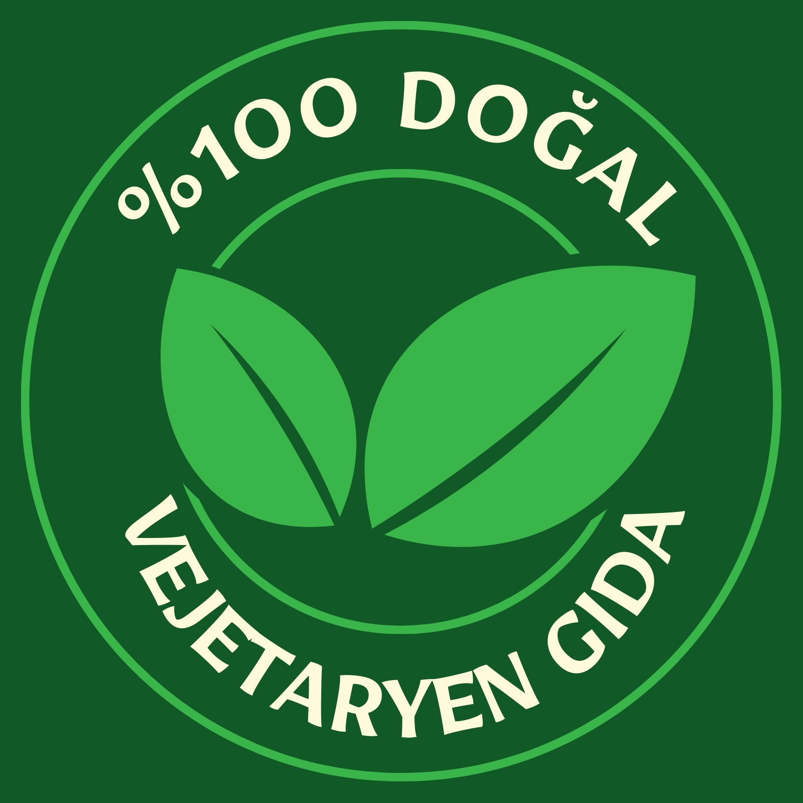 Yeşil Sade Yaprak Çizimli Doğal Vejetaryen Gıda Çıkartma