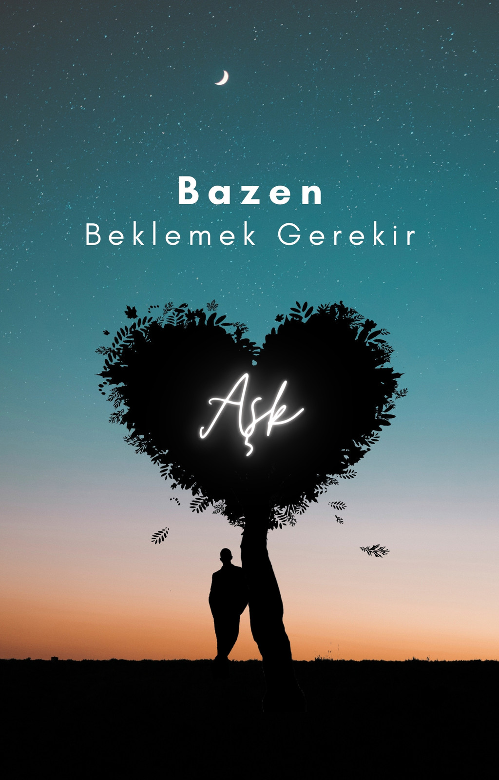 Yeşil Turuncu ve Siyah Şık Romantik E-Kitap Kapağı