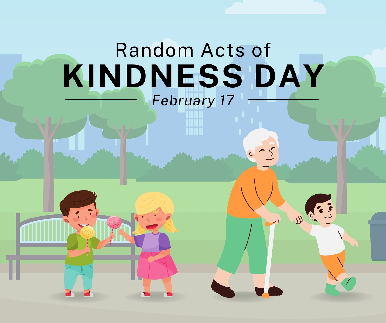 Green and Blue Illustrative Random Acts of Kindness Day Facebook Post