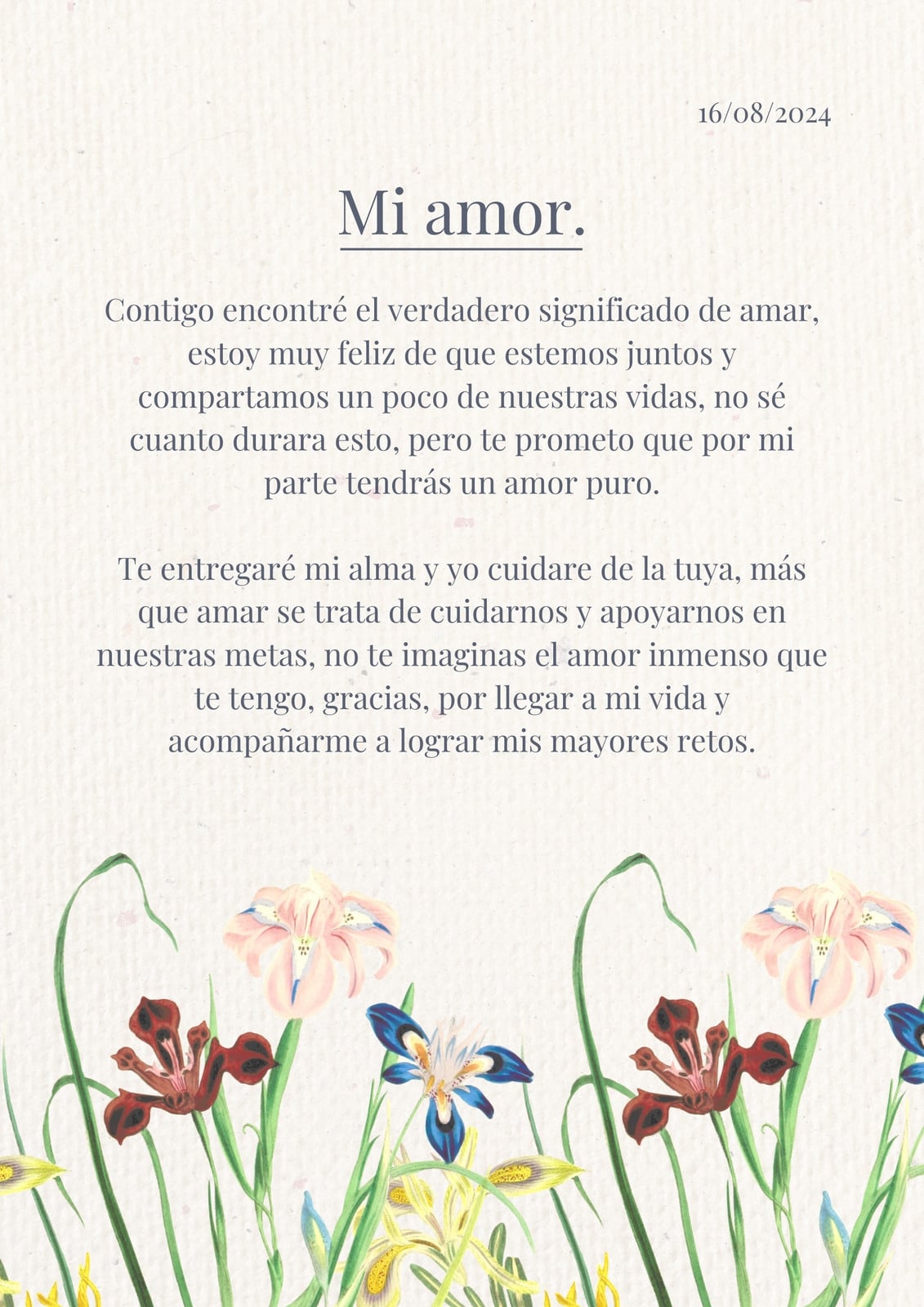 documento A4 para imprimir de carta de amor para alguien especial color beige estilo vintage
