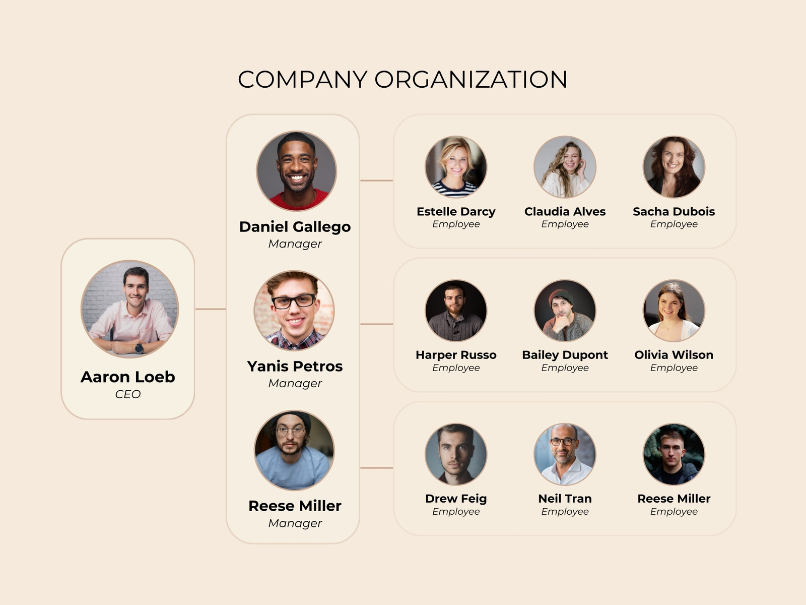 Beige Simple Company Organizational Diagram Concept Map