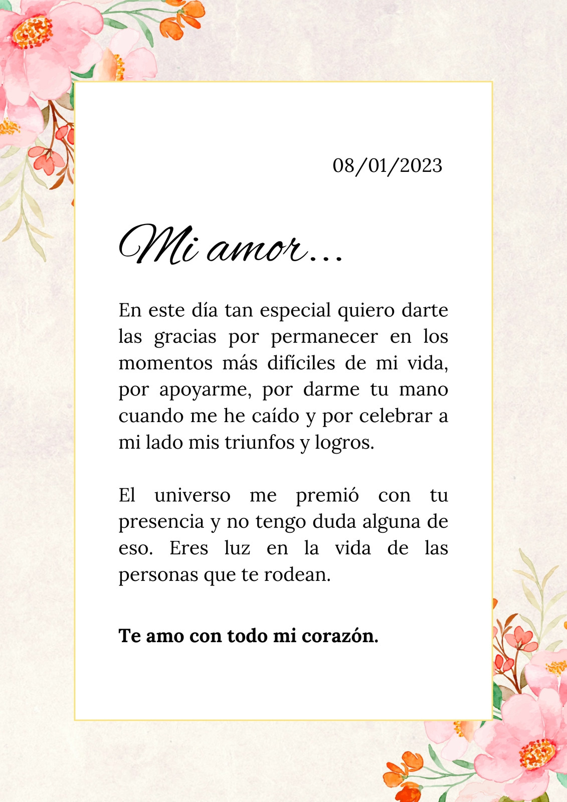 A4 Carta De Amor Para Alguien Especial San Valentín Día De Amor Y Amistad Oldstyle Color Rosa