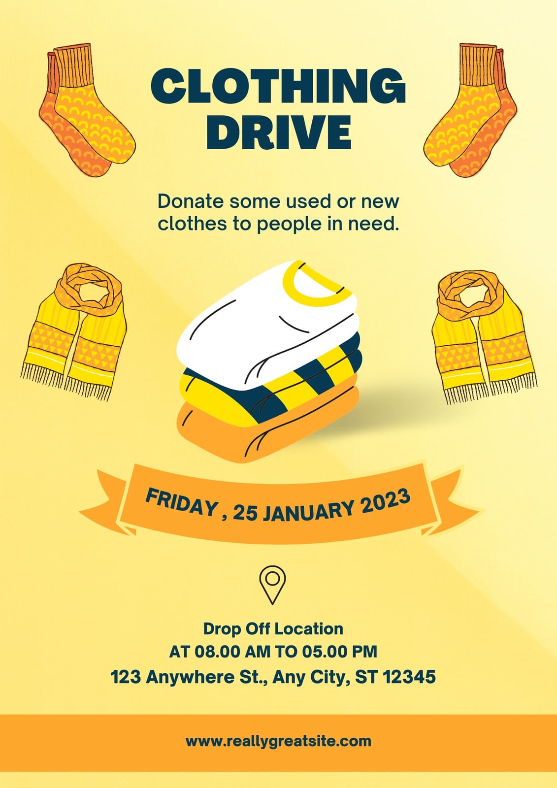 Yellow Illustrated Clothing Drive Flyer