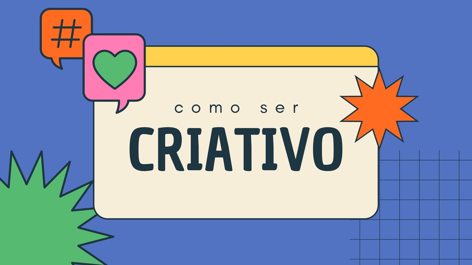 Apresentação Como ser Criativo Colorido Azul Rosa Amarelo