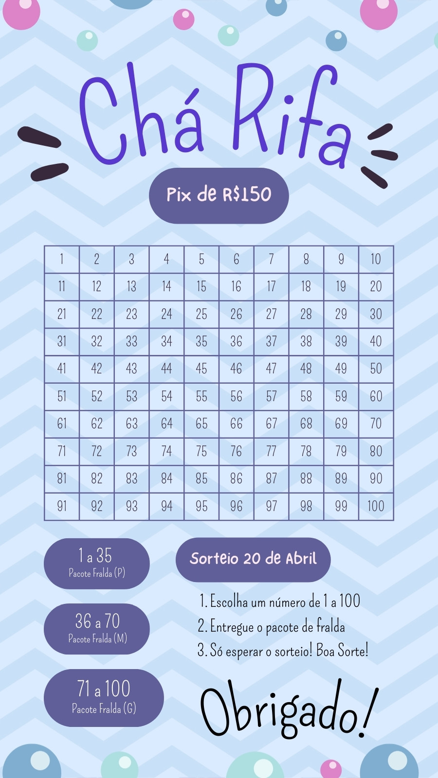 Story de Instagram delicado azul chá rifa