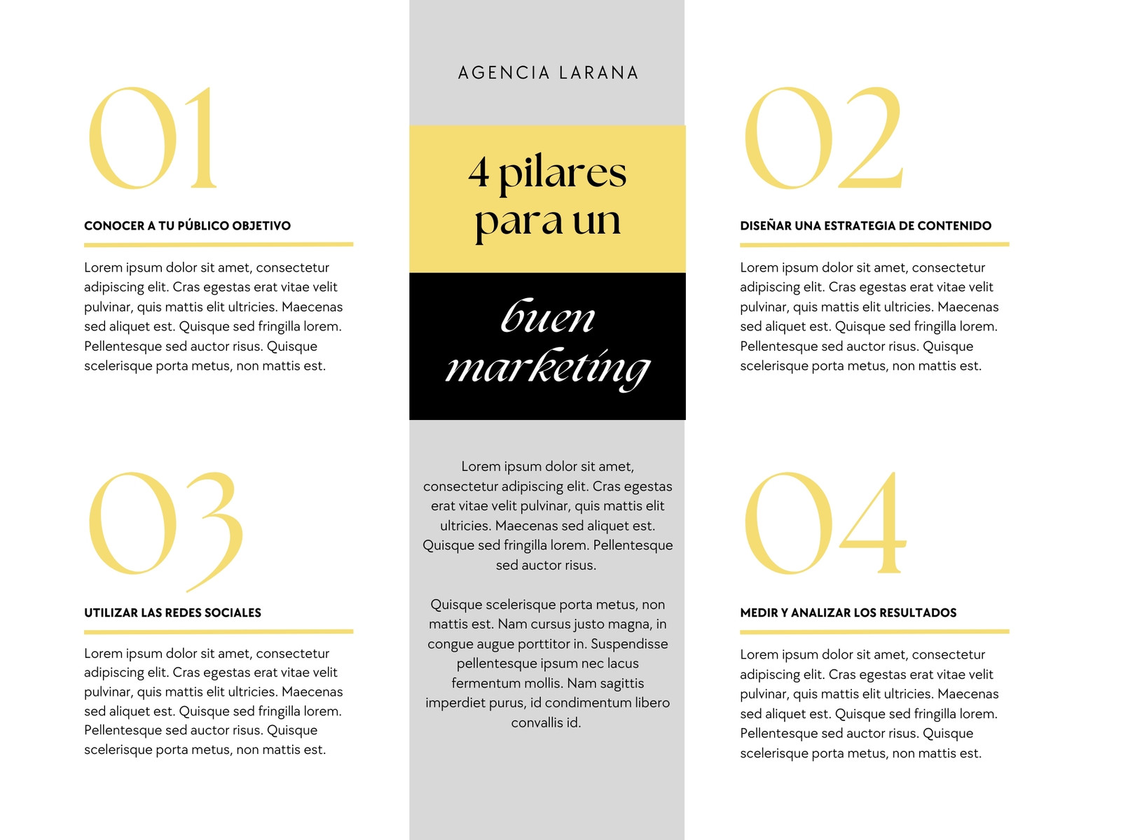 Gráfico Marketing Tipográfico Elegante Minimalista Amarillo Blanco